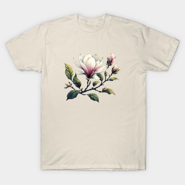 Magnolia Flower T-Shirt by JohnTy